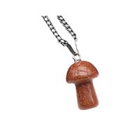 KJHFD 925 Sterling Silver Mushroom Necklace For Women, Natural Stone Pendant Necklace Mushroom Amethyst Quartz Opal Link Chain Healing Crystals Stone Charms Necklaces, Mushroom Choker