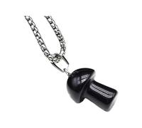 KJHFD 925 Sterling Silver Mushroom Necklace For Women, Natural Stone Pendant Necklace Mushroom Amethyst Quartz Opal Link Chain Healing Crystals Stone Charms Necklaces, Mushroom Choker