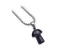 KJHFD 925 Sterling Silver Mushroom Necklace For Women, Natural Stone Pendant Necklace Mushroom Amethyst Quartz Opal Link Chain Healing Crystals Stone Charms Necklaces, Mushroom Choker