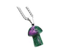 KJHFD 925 Sterling Silver Mushroom Necklace For Women, Natural Stone Pendant Necklace Mushroom Amethyst Quartz Opal Link Chain Healing Crystals Stone Charms Necklaces, Mushroom Choker
