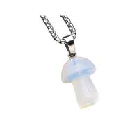 KJHFD 925 Sterling Silver Mushroom Necklace For Women, Natural Stone Pendant Necklace Mushroom Amethyst Quartz Opal Link Chain Healing Crystals Stone Charms Necklaces, Mushroom Choker