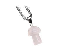KJHFD 925 Sterling Silver Mushroom Necklace For Women, Natural Stone Pendant Necklace Mushroom Amethyst Quartz Opal Link Chain Healing Crystals Stone Charms Necklaces, Mushroom Choker