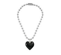 KJHFD 925 Sterling Silver Necklace For Women, Colorful Big Glass Necklace Aesthetic Jewelry, Heart Necklace, Olivia Necklace, Heart Necklace Red, Gold Red Heart