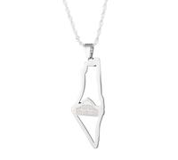 KJHFD 925 Sterling Silver Palestine Necklace For Men, Israel Palestine Necklace For Women, Palestine Map Necklace Pendant Country Geography Chain, Palestine Necklace Gold, Palestine Jewelry
