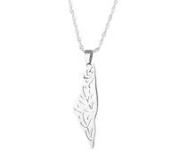 KJHFD 925 Sterling Silver Palestine Necklace For Men, Israel Palestine Necklace For Women, Palestine Map Necklace Pendant Country Geography Chain, Palestine Necklace Gold, Palestine Jewelry