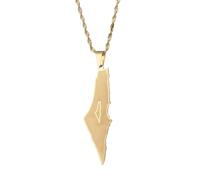KJHFD 925 Sterling Silver Palestine Necklace For Men, Israel Palestine Necklace For Women, Palestine Map Necklace Pendant Country Geography Chain, Palestine Necklace Gold, Palestine Jewelry