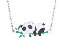 KJHFD 925 Sterling Silver Panda Necklace For Women And Girls, Panda Necklaces Animal Pendant, Panda JewSelry, Red Panda Necklace For Girls, Panda Locket, Panda Coin Pendant, Sterling Silver, No