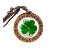 KJHFD 925 Sterling Silver Patricks Day Necklaces For Women And Men, Classic Patrick Day Shamrock Four-leaf Wooden Necklace Glass, Patricks Day Beads Bulk, Green Bead Necklace