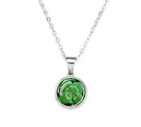 KJHFD 925 Sterling Silver Patricks Day Necklaces For Women And Men, Four-leaf Glass Dome Necklace Patrick Day Green Necklace, Patricks Day Beads Bulk, Green Bead Necklace