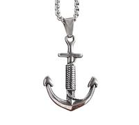 KJHFD 925 Sterling Silver Pirate Necklace For Men And Women, Anchor Chain Necklace Pirates Of The Caribbean Sailor Anchor Pendant Jewelry, Skull Necklace Jack Sparrow Accessories
