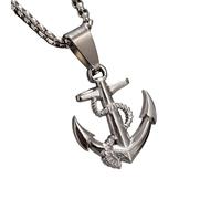 KJHFD 925 Sterling Silver Pirate Necklace For Men And Women, Anchor Chain Necklace Pirates Of The Caribbean Sailor Anchor Pendant Jewelry, Skull Necklace Jack Sparrow Accessories