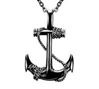 KJHFD 925 Sterling Silver Pirate Necklace For Men And Women, Sword Pirate Necklace Retro Halloween Skull Head Anchor Necklace, Skull Necklace Caribbean Pirate Anchor Necklace