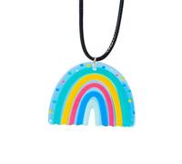 KJHFD 925 Sterling Silver Rainbow Necklace For Women And Men, Colorful Rainbow Necklace Leather Rope Chain Cloud Rainbow Pendant Necklace Cute, Rainbow Bridge Necklace