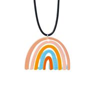 KJHFD 925 Sterling Silver Rainbow Necklace For Women And Men, Colorful Rainbow Necklace Leather Rope Chain Cloud Rainbow Pendant Necklace Cute, Rainbow Bridge Necklace
