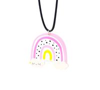 KJHFD 925 Sterling Silver Rainbow Necklace For Women And Men, Colorful Rainbow Necklace Leather Rope Chain Cloud Rainbow Pendant Necklace Cute, Rainbow Bridge Necklace