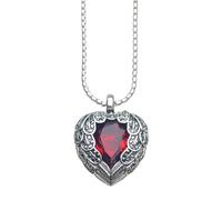 KJHFD 925 Sterling Silver Red Winged Pave Heart Necklace For Women, Europe Style Rhinestone Heart Necklace - Zircon Pave Necklace, Reunion Heart Necklace For Valentine Birthday