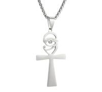 KJHFD 925 Sterling Silver Retro Ancient Cross Necklace For Women, Vintage Totem Pendant - Egyptian Jewelry For Men, Egyptian Necklace For Halloween Christmas Gifts