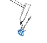 KJHFD 925 Sterling Silver Rock And Roll Necklace For Women And Men, Music Guitar Pendant Necklace Musician Punk Hip Hop Rock Musical Instruments, Spiked Choker, Punk Choker, Spike Choker