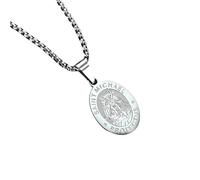 KJHFD 925 Sterling Silver Saint Michael Necklace For Women And Men, Religion Michael Medallion Necklace, Faith Protection Chain Amulet, Michael Necklace, Saint Michael Pendant For Men