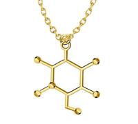 KJHFD 925 Sterling Silver Serotonin Necklace For Women And Men, 3D Serotonin Adrenaline Caffeine Dopamine Molecule Science Biology Chemical Charm Pendant Necklace Chemistry