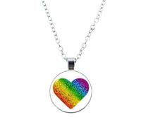 KJHFD 925 Sterling Silver Trans Necklace For Unisex, Rainbow Necklace LGBT Lesbian Gay Pride Rainbow Friendly Print Art Pattern Glass Pendant, Bisexual Necklace, Transgender Necklace, Double Venus