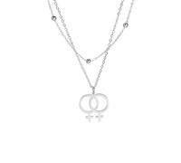KJHFD 925 Sterling Silver Trans Necklace, Gay Lesbian Symbol Pendant Necklaces, Bisexual Necklace, Transgender Necklace, Her And Her Necklace Lesbian, Double Venus Necklace, Asexual Necklace