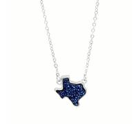 KJHFD 925 Sterling Silver Western Cowgirl Druzy Necklace For Women, Geometric Texas Shape Stone Necklace - Resin Druzy Jewelry Necklace, Light Blue Necklace For Valentine Birthday Gifts