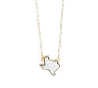 KJHFD 925 Sterling Silver Western Cowgirl Druzy Necklace For Women, Geometric Texas Shape Stone Necklace - Resin Druzy Jewelry Necklace, Light Blue Necklace For Valentine Birthday Gifts