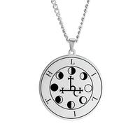 KJHFD 925 Sterling Silver Witchcraft Moon Phase Necklace For Women, Triple Moon Pendant Necklace - Lilith Seal Amulet Waxing Crescent Moon Necklace Silver, Moon Jewelry For Birthday