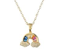 KJHFD AAA Zircon Rainbow Necklace For Women, Cute Rainbow Balloon Choker - Colorful Pride Beads Rainbow Heart Necklace, Rainbow Bridge Necklace For Birthday Valentine Gifts