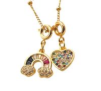 KJHFD AAA Zircon Rainbow Necklace For Women, Cute Rainbow Balloon Choker - Colorful Pride Beads Rainbow Heart Necklace, Rainbow Bridge Necklace For Birthday Valentine Gifts