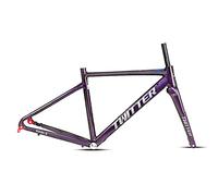 KJHFD Aluminum Road Bikes Frame 700C Disc Brake Bicycles BSA68 Discoloration CM, with Carbon Front Fork Thru Axle Lever 12X100mm/12X142mm (Color : Blue, Siz