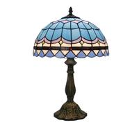 KJHFD Bedside Table Lamp, Handmade Stained Glass Night Light Shade for Living Room Office Dorm Bar Caau Village Nightstand (D)