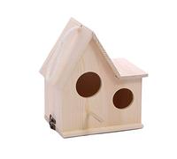 KJHFD Birdhouse Handmade Solid Wood Nylon Rope Hanging Bird Hotel Garden Double Openings Bird's Nest (Color : L)