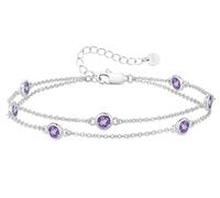 KJHFD Birthstone Bracelets for Women Girls, 925 Sterling Silver Charm Link Double Strand Bracelet, Birthday Anniversary Christmas Jewelry Gifts for Wife Girlfriend Mother Daughter her