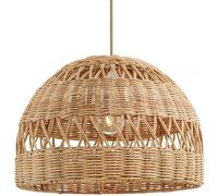 KJHFD Boho Rattan Light Woven Dome Hanging Coastal Large Wicker Chandelier Vintage Lamp for Kitchen Island Dining Farmhouse Living Room