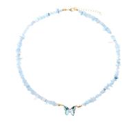 KJHFD Butterfly Necklace For Women, Colorful Butterfly Quartzs Pendant Necklaces Natural Stone Amethysts Neckalce, Butterfly Choker Necklace, Pink Butterfly Necklace, Blue Butterfly Necklace
