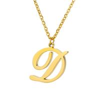 KJHFD Capital A To Z Stainless Steel Necklace With English Letters Melon Button Men And Women Necklace (D, One Size)