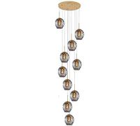 KJHFD Chandelier Ceiling Light Nordic Concise Glass Chandelier, Hollow Chandelier,for Villa Living Room Dining Bedroom,Creative Staircase Long Chandelier-Soot 45200cm