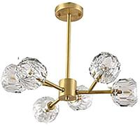 KJHFD Chandelier Crystal Shade During Lighting Semi Close to Ceiling Light Flush Mounted Branches Chandeliers Fixture, Brass Chandelier-Copper 6 Head Home Decor Lamp