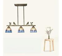 KJHFD Chandeliers Mediterranean Mosaic Decoration Pendant Light Stained Glass Lampshade LED Adjustable Hanging Lamp Compatible with Living Room s Fixture,Hanging Light(A2)