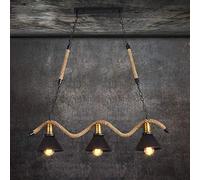 KJHFD Chandeliers, V-intage Creative Hemp Rope Chandelier Retro Industrial Metal Iron Chain Adjustable Pendant Lights Art Home Villa Restaurant Bar Cafe Decorative Ceiling Lamps Hanging Size : 3-Ligh