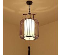 KJHFD Chinese Antique Birdcage E27 Chandelier American Rural Retro Restaurant use Teahouse Milky White Shade Ceiling Hanging Lamp Iron Line Light Lighting Perfect Decorate/60 * 45C