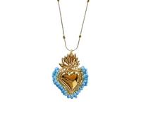 KJHFD Colorful Beads Sacred Heart Necklace For Women Men, Classic Sacred Heart Of Jesus Necklace - Vintage Sacred Heart Pendant, Jesus Heart Necklace For Christmas Thanksgiving Gifts