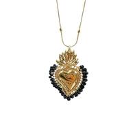 KJHFD Colorful Beads Sacred Heart Necklace For Women Men, Classic Sacred Heart Of Jesus Necklace - Vintage Sacred Heart Pendant, Jesus Heart Necklace For Christmas Thanksgiving Gifts