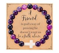 KJHFD Cross Bracelets for Women Faith Religious Nature Beads Jewelry Gifts for Women Inspirational Prayer Jesus Catholic Easter Baptism Communion Bible Verse Bracelet for Mother Daughter