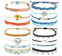 KJHFD Cute Bracelets for Teen Girls Sunflower String Bracelet Summer Ocean Anklets Surfer Beach Bracelet Adjustable Waterproof Handmade Bracelets Anklets for Women Men Gifts for Teen Girls