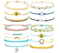 KJHFD Cute Bracelets for Teen Girls Sunflower String Bracelet Summer Ocean Anklets Surfer Beach Bracelet Adjustable Waterproof Handmade Bracelets Anklets for Women Men Gifts for Teen Girls