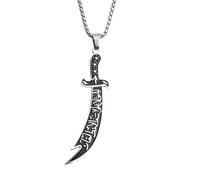 KJHFD Dagger Necklace For Men, 925 Sterling Silver Vintage Charm Pterosaurs Sword Necklace - Ali Deep Carving Sword Pendant Islam Knife Dagger Necklace Gothic, Cross Knife Necklace