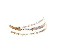 KJHFD Dainty 3Layer Chain Anklets For Women Layered Beaded Bohemian Ankle Bracelet Summer Jewelry Stainless Steel